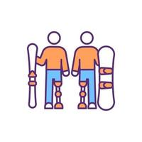 snowboard med protetiska ben rgb färgikonen vektor