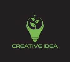 kreativ aning logotyp för energi, ekologi, teknologi, kunskap och kreativitet logotyp. på svart bakgrund, vektor illustration.