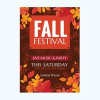 Vektor Autumn Party Poster oder Herbst Festival mit Blättern und Hand gezeichnet