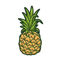 fri vektor söt ananas frukt och vegetabiliska hand dragen stil