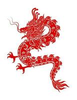 kinesisk drake röd modern mönster. isolerat på vit bakgrund för kort design skriva ut media. Kina lunar kalender djur- Lycklig kinesisk ny år. vektor eps 10 illustration.