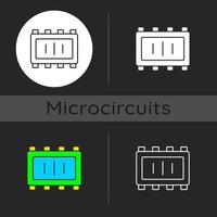 smarta mikrochip delar mörk tema ikon vektor