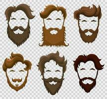 uppsättning av herr- frisyrer, skägg och mustascher. vektor illustration.