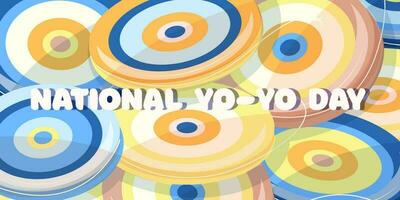 viele von yo yo Spielzeuge. National yo yo Tag Banner und Karte und Poster mit Text Inschrift Poster mit Text yoyo Tag Inschrift, Bild von ein yoyo Tag vektor