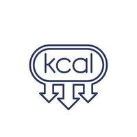 kcal, Kilokalorie reduzieren Symbol, Linie Vektor