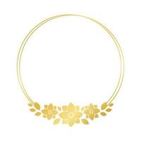 runden Gold Blumen- Rahmen Vorlage. Luxus golden Rahmen Rand zum einladen, Hochzeit, Zertifikat. Vektor Kunst mit Blumen und Blätter.