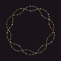 Gold runden Weihnachten Fee Beleuchtung Rahmen Grenze. abstrakt golden Punkte Kreis rahmen. vektor