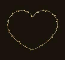 Gold Herz gestalten Rahmen gemacht von Ranke Blätter. Blumen- Valentinsgrüße Tag, Frühling Sommer- Design Element, Liebe Konzept vektor
