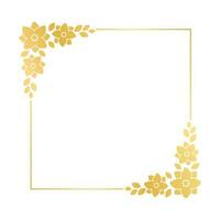fyrkant guld blommig ram mall. lyx gyllene ram gräns för inbjudan, bröllop, certifikat. vektor konst med blommor och löv.