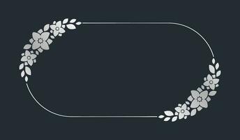 silver- oval blommig ram mall. lyx gyllene ram gräns för inbjudan, bröllop, certifikat. vektor konst med blommor och löv.