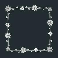 fyrkant silver- blommig ram mall. lyx gyllene ram gräns för inbjudan, bröllop, certifikat. vektor konst med blommor och löv.