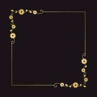 Gold Blumen- Platz rahmen. elegant Linie Grenze, Blätter und Blumen, Hochzeit Einladung und Karten, Logo Design und Plakate Vorlage. einfach minimal Stil botanisch Vektor Kunst.