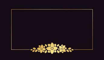 rektangel guld blommig ram mall. lyx gyllene ram gräns för inbjudan, bröllop, certifikat. vektor konst med blommor och löv.