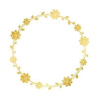 runden Gold Blumen- Rahmen Vorlage. Luxus golden Rahmen Rand zum einladen, Hochzeit, Zertifikat. Vektor Kunst mit Blumen und Blätter.