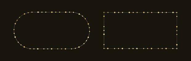 Gold Weihnachten Fee Beleuchtung Rahmen Rand Satz. abstrakt geometrisch golden Punkte Kreis Rahmen Sammlung. vektor