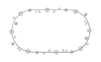 Oval Blumen- Rahmen Gliederung Gekritzel. botanisch Rand Vorlage, gedeihen Design Element zum Hochzeit, Gruß Karte. vektor