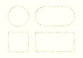 Gold Weihnachten Fee Beleuchtung Rahmen Rand Satz. abstrakt geometrisch golden Punkte Kreis Rahmen Sammlung. vektor