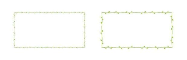 Rechteck Grün Ranke Frames und Grenzen Satz, Blumen- botanisch Design Element Vektor Illustration