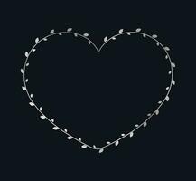Silber Herz gestalten Rahmen gemacht von Ranke Blätter. Blumen- Valentinsgrüße Tag, Frühling Sommer- Design Element, Liebe Konzept vektor