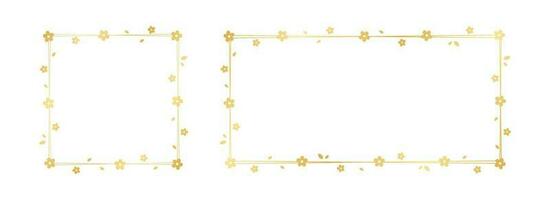 Gold Blumen- Rahmen Silhouette Gekritzel Satz. Frühling Rand Vorlage, gedeihen Design Element zum Hochzeit, Gruß Karte. vektor