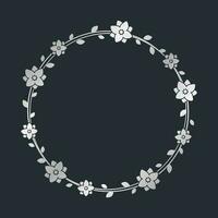 runda silver- blommig ram mall. lyx gyllene ram gräns för inbjudan, bröllop, certifikat. vektor konst med blommor och löv.