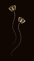 gyllene fjärilar med prickad linje flyg rutt. elegant guld fjärilar spår. vektor design element för vår och sommar.