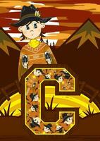 c ist zum Cowboy wild Westen Alphabet Lernen lehrreich Illustration vektor