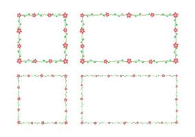 Platz und Rechteck Blumen- Frames und Grenzen Satz, rot Blumen botanisch Design Vektor Illustration