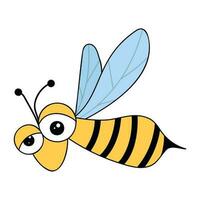 verrückt Karikatur Biene auf Weiß Hintergrund vektor