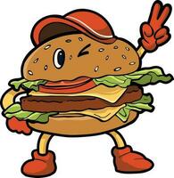 Hamburger Junge glücklich Charakter Karikatur vektor