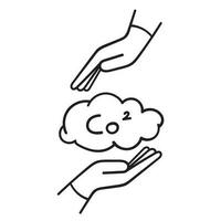 Hand gezeichnet Gekritzel Person halten co2 Wolke Illustration Vektor