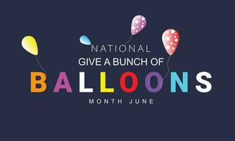 National geben ein Bündel von Luftballons Monat. Hintergrund, Banner, Karte, Poster, Vorlage. Vektor Illustration.