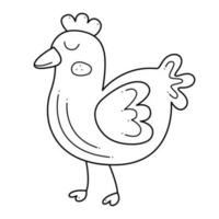 söt kyckling. klotter svart och vit vektor illustration.
