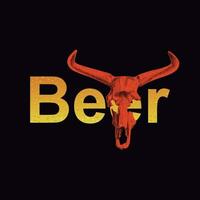 öl. vektor teckning av huvud av behornad djur- med öl inuti. illustration för affisch mot alkoholism.
