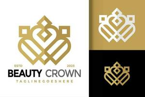 Königin Schönheit Krone Logo Vektor Symbol Illustration