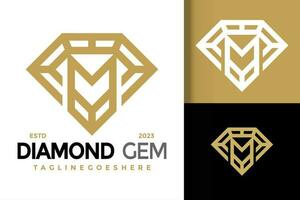 brev m diamant monogram logotyp vektor ikon illustration