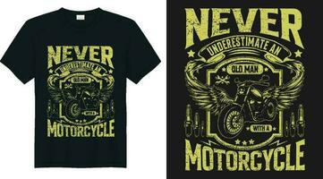 noch nie unterschätzen ein alt Mann mit ein Motorrad t Hemd Design vektor