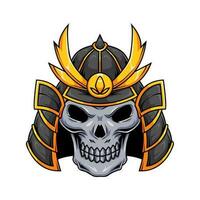 Illustration von Samurai Mensch Schädel Maskottchen Charakter tragen Militär- Helm vektor