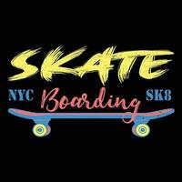 skridsko ombordstigning nyc sk8 t-shirt design vektor