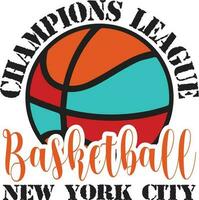 mästare liga basketbal ny york stad t-shirt design vektor