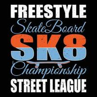 freestyle skridsko ombordstigning sk8 mästerskap gata liga t-shirt design vektor