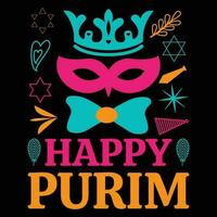 glücklich purim Tag T-Shirt Design vektor