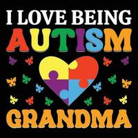 jag kärlek varelse autism mormor t-shirt design vektor