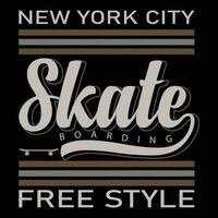 ny york cityskate ombordstigning fri stil t-shirt design vektor