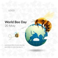 värld bi dag på 20 Maj, affisch och posta design för höja medvetenhet av de betydelse pollinatorer vektor