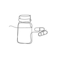 kontinuerlig linje teckning medicin och flaskor illustration vektor