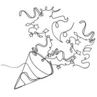 kontinuerlig linje teckning konfetti poppern fest illustration vektor