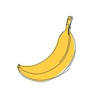 mogen banan isolerat på vit bakgrund, vektor illustration. abstrakt klotter teckning. ikon