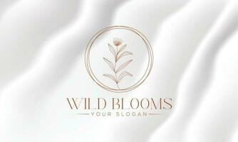 botanisches florales element handgezeichnetes logo mit wilden blumen und blättern. logo für spa- und schönheitssalon, boutique, bioladen, hochzeit, blumendesigner, innenausstattung, fotografie, kosmetik. vektor