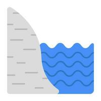 en skön design ikon av berg vatten, platt design vektor